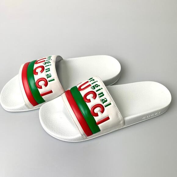 NIB Gucci “Original Gucci” Leather Rubber Pool Slide Sandal Size 40 - Picture 7 of 14